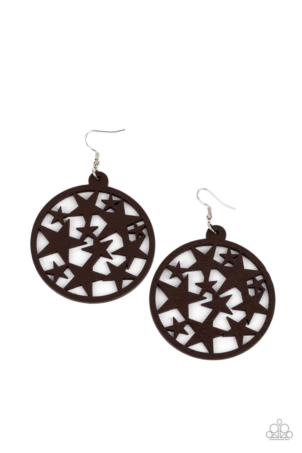 Paparazzi Cosmic Paradise Brown Wood Fishhook Earrings - P5SE-BNXX-177XX