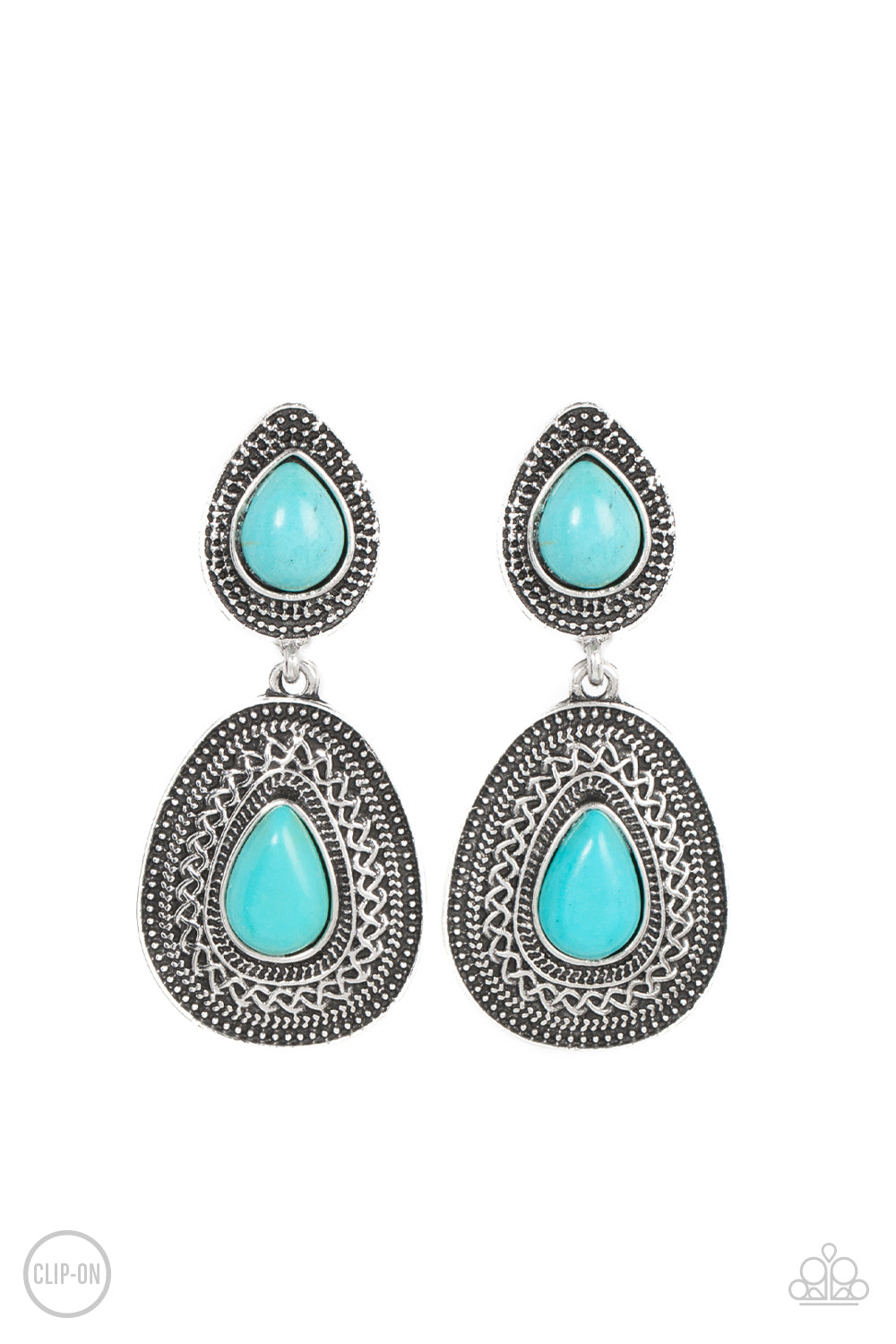 Paparazzi Country Soul Blue Clip-On Earrings - P5CO-BLXX-059XX