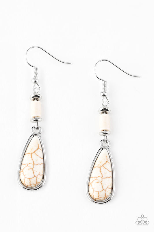 Paparazzi Courageously Canyon White Stone Fishhook Earrings