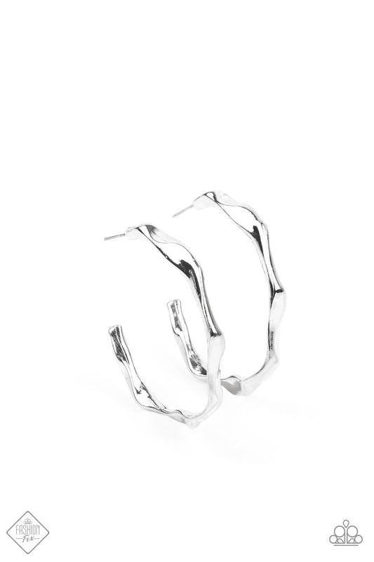 Paparazzi Coveted Curves Silver Hoop Post Earrings - Fashion Fix Sunset Sightings June 2021