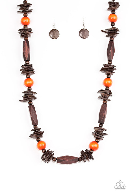 Paparazzi Cozumel Coast Orange Long Necklace