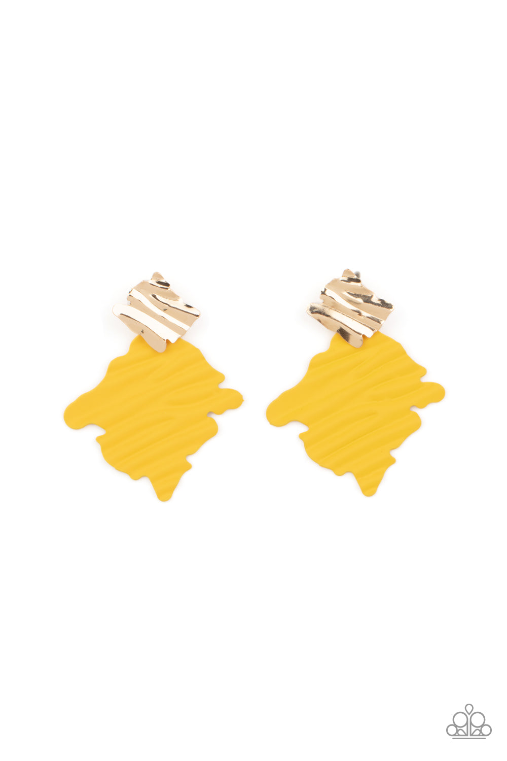Paparazzi Crimped Couture Yellow Post Earrings