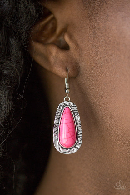 Paparazzi Cruzin' Colorado Pink Stone Fishhook Earrings