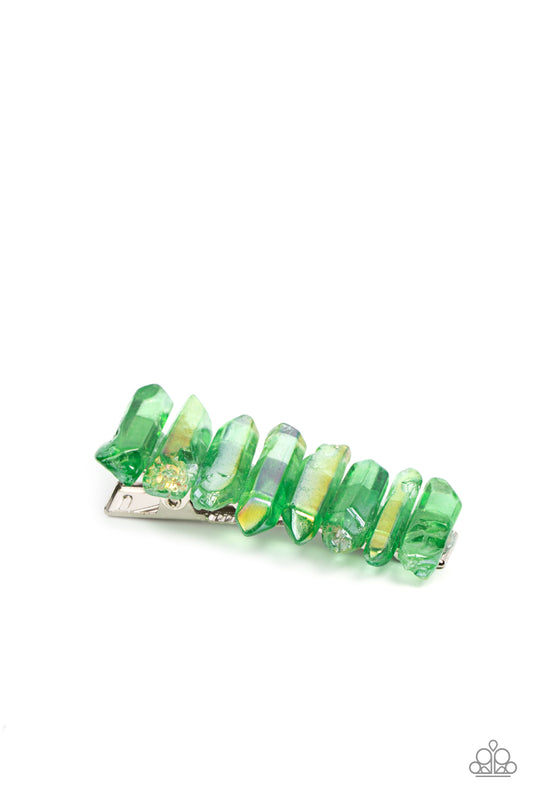Paparazzi Crystal Caves Green Hairbow - P7SS-GRXX-090XX