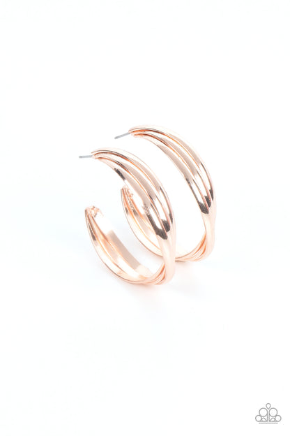 Paparazzi Curvy Charmer Rose Gold Post Earrings - P5HO-GDRS-265XX