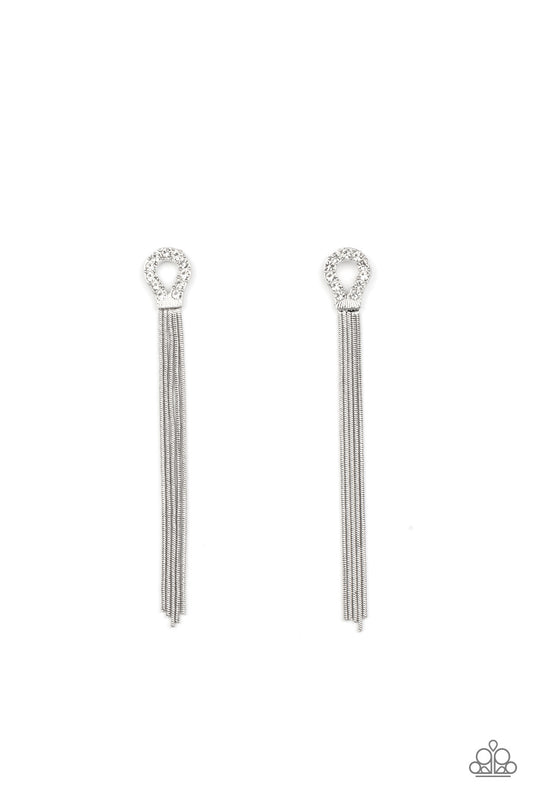 Paparazzi Dallas Debutante Silver Post Earrings - P5PO-WTXX-307XX
