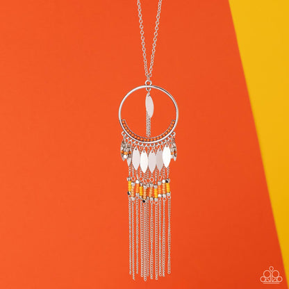 Paparazzi Dancing Dreamcatcher Orange Long Necklace - P2WH-OGXX-243XX