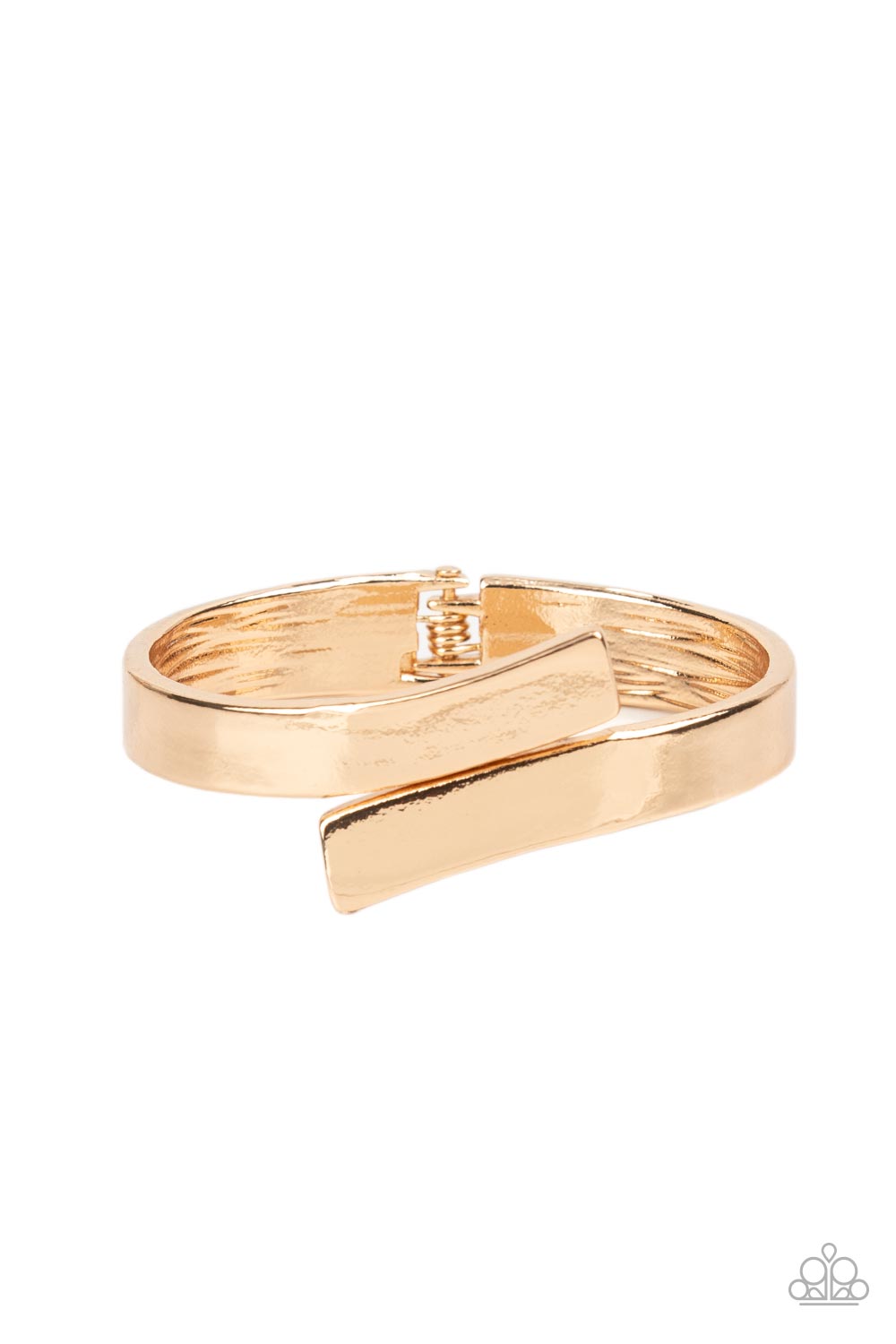 Paparazzi Dare to Flare Gold Hinge Cuff Bracelet - P9SE-GDXX-046XX