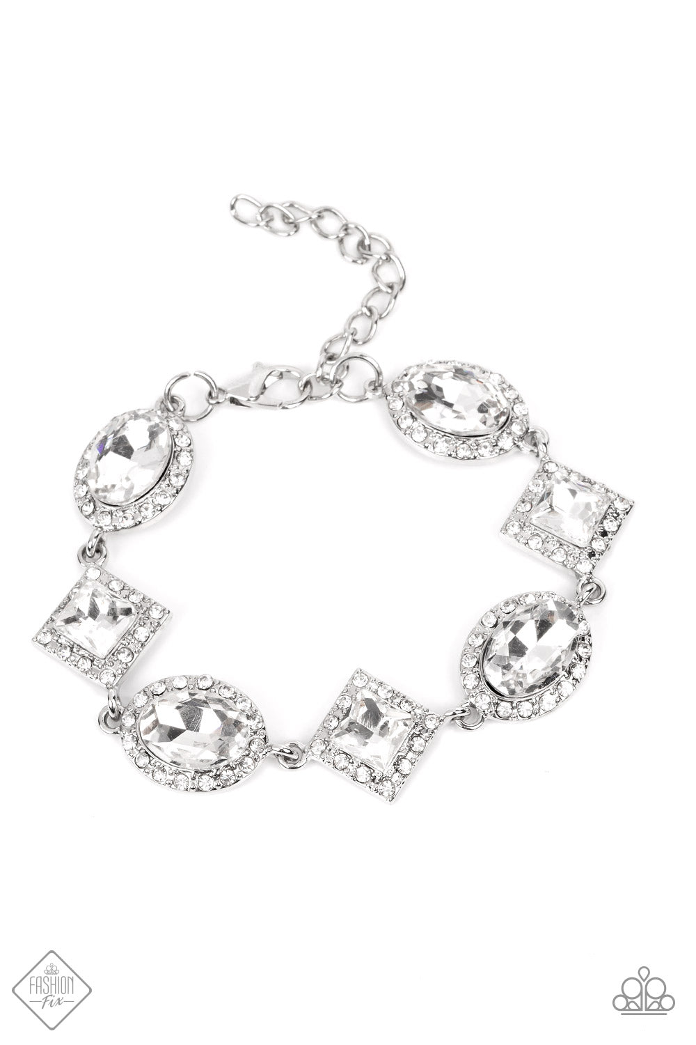 Paparazzi Decade of Dazzle White Clasp Bracelet - Fashion Fix Fiercely 5th Avenue September 2022 - P9RE-WTXX-543JX