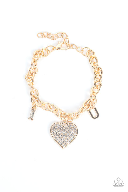 Paparazzi Declaration of Love Gold Clasp Bracelet - P9WH-GDXX-117FG