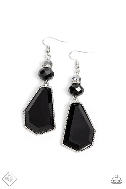 Paparazzi Defaced Dimension Black Fishhook Earrings - Fashion Fix Magnificent Musings January 2022