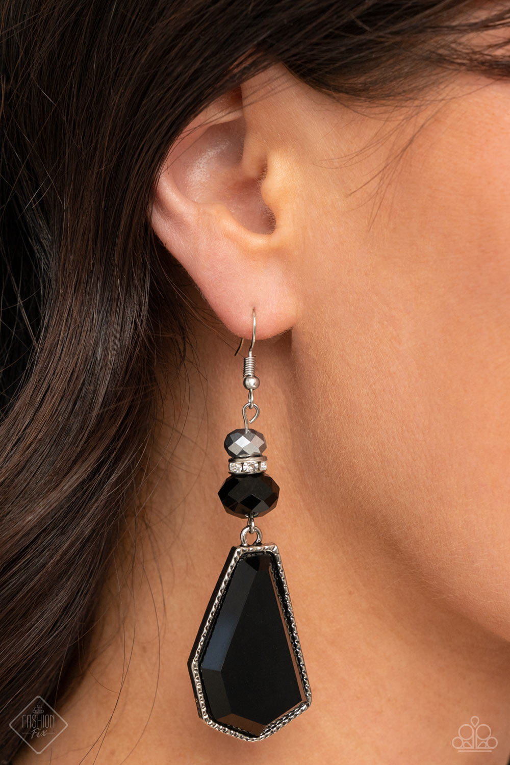 Paparazzi Defaced Dimension Black Fishhook Earrings - Fashion Fix Magnificent Musings January 2022