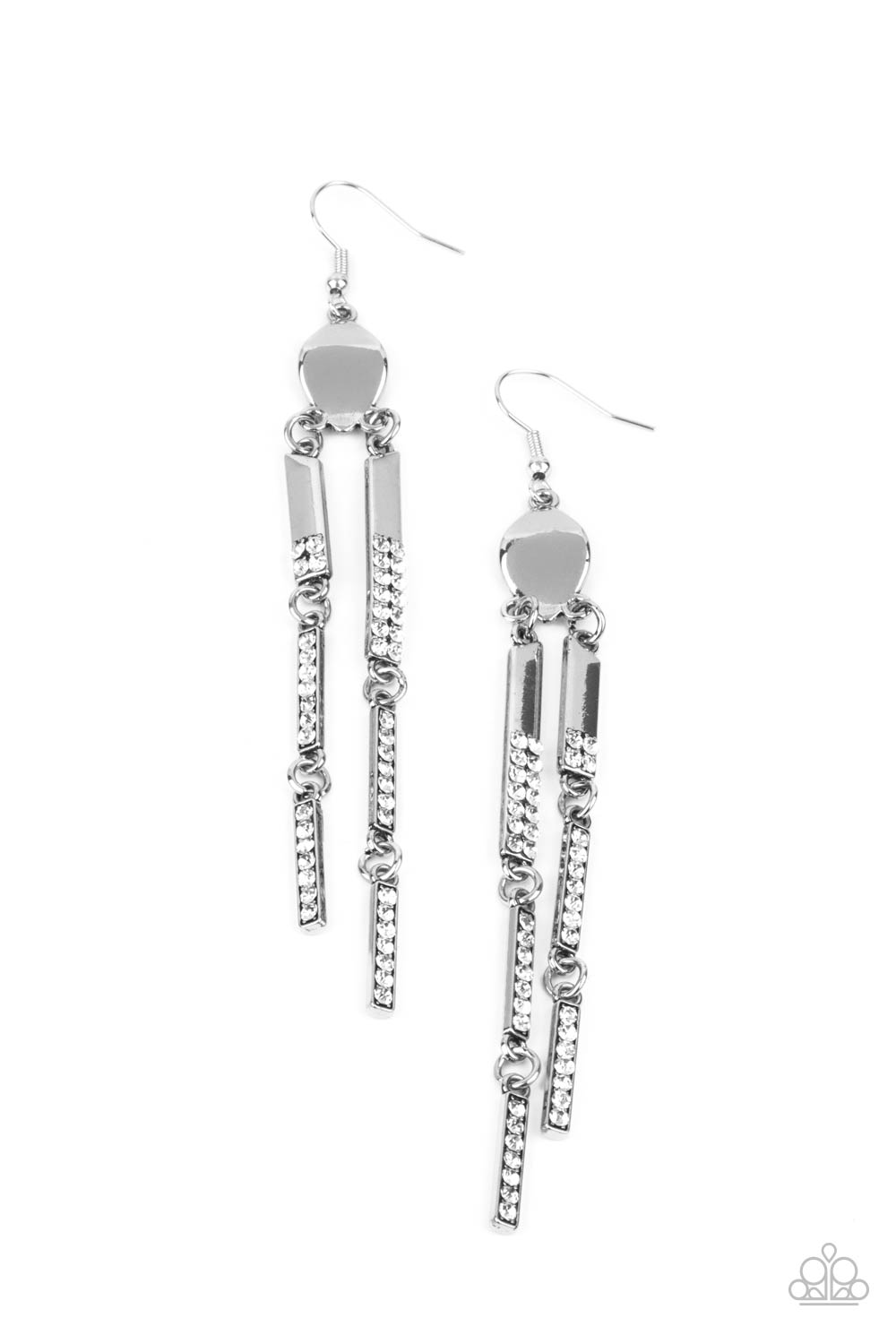 Paparazzi Defined Dazzle White Fishhook Earrings - P5ED-WTXX-038XX