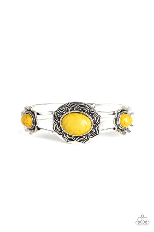 Paparazzi Desert Eden Yellow Hinge Cuff Bracelet