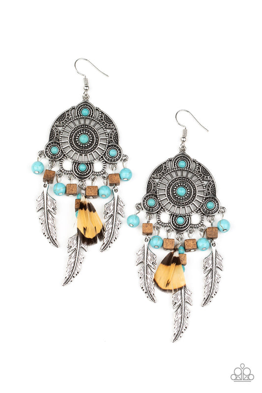 Paparazzi Desert Plains Blue Fishhook Earrings - Life Of The Party Exclusive October 2020 - P5ST-BLXX-011XX