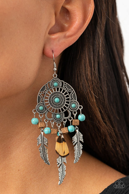 Paparazzi Desert Plains Blue Fishhook Earrings - Life Of The Party Exclusive October 2020