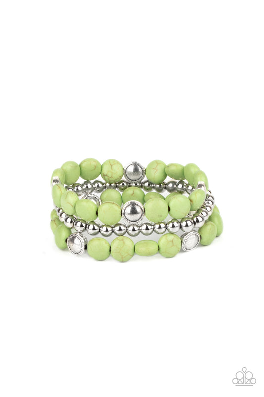 Paparazzi Desert Verbena Green Stretch Bracelet - P9SE-GRXX-122XX