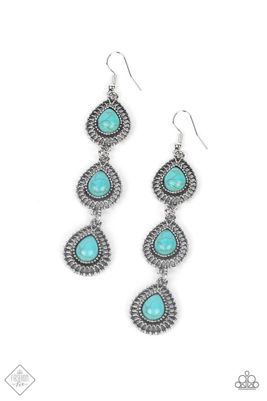 Paparazzi Desertscape Dweller Blue Fishhook Earrings - Fashion Fix Simply Santa Fe April 2022 - P5ST-BLXX-042HZ