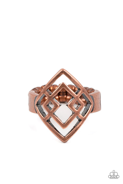 Paparazzi Diamond Duo Copper Ring - P4SE-CPXX-094XX