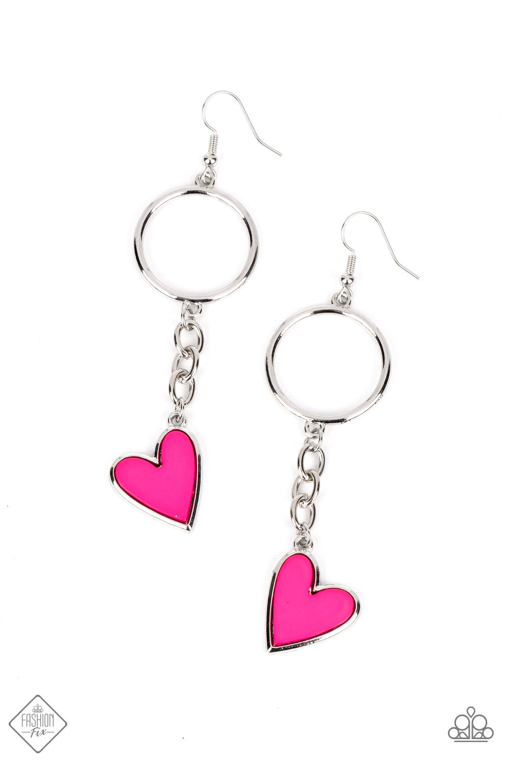 Paparazzi Don't Miss a HEARTBEAT Pink Fishhook Earrings - Fashion Fix Sunset Sightings September 2022 - P5WH-PKXX-273JJ