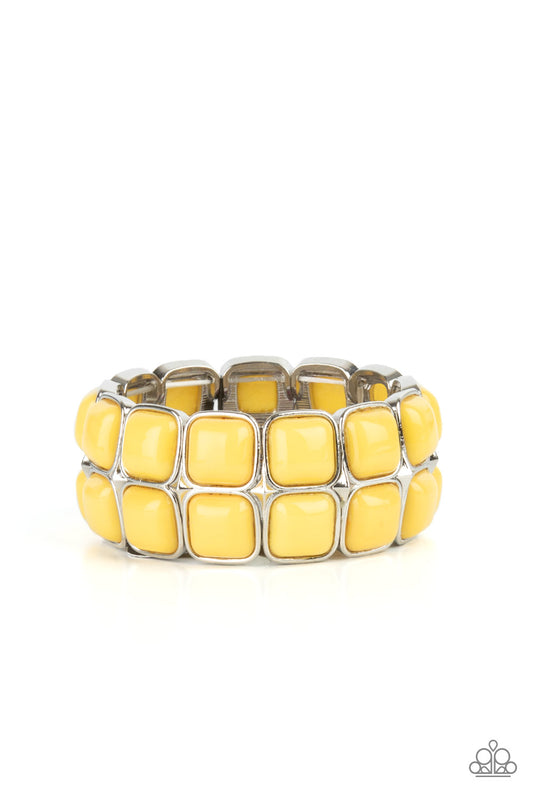 Paparazzi Double The DIVA-ttitude Yellow Stretch Bracelet