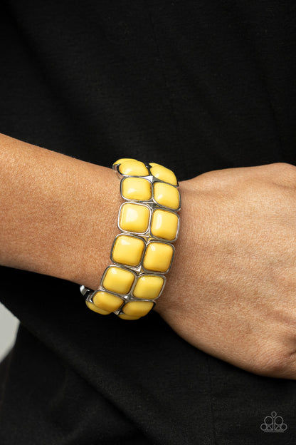 Paparazzi Double The DIVA-ttitude Yellow Stretch Bracelet