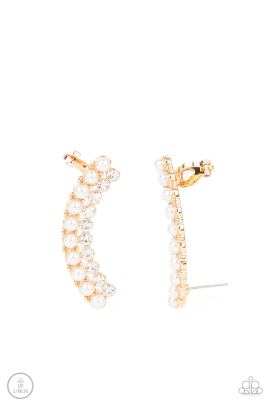 Paparazzi Doubled Down On Dazzle Gold Ear Crawler Earrings - P5PO-CRGD-126XX