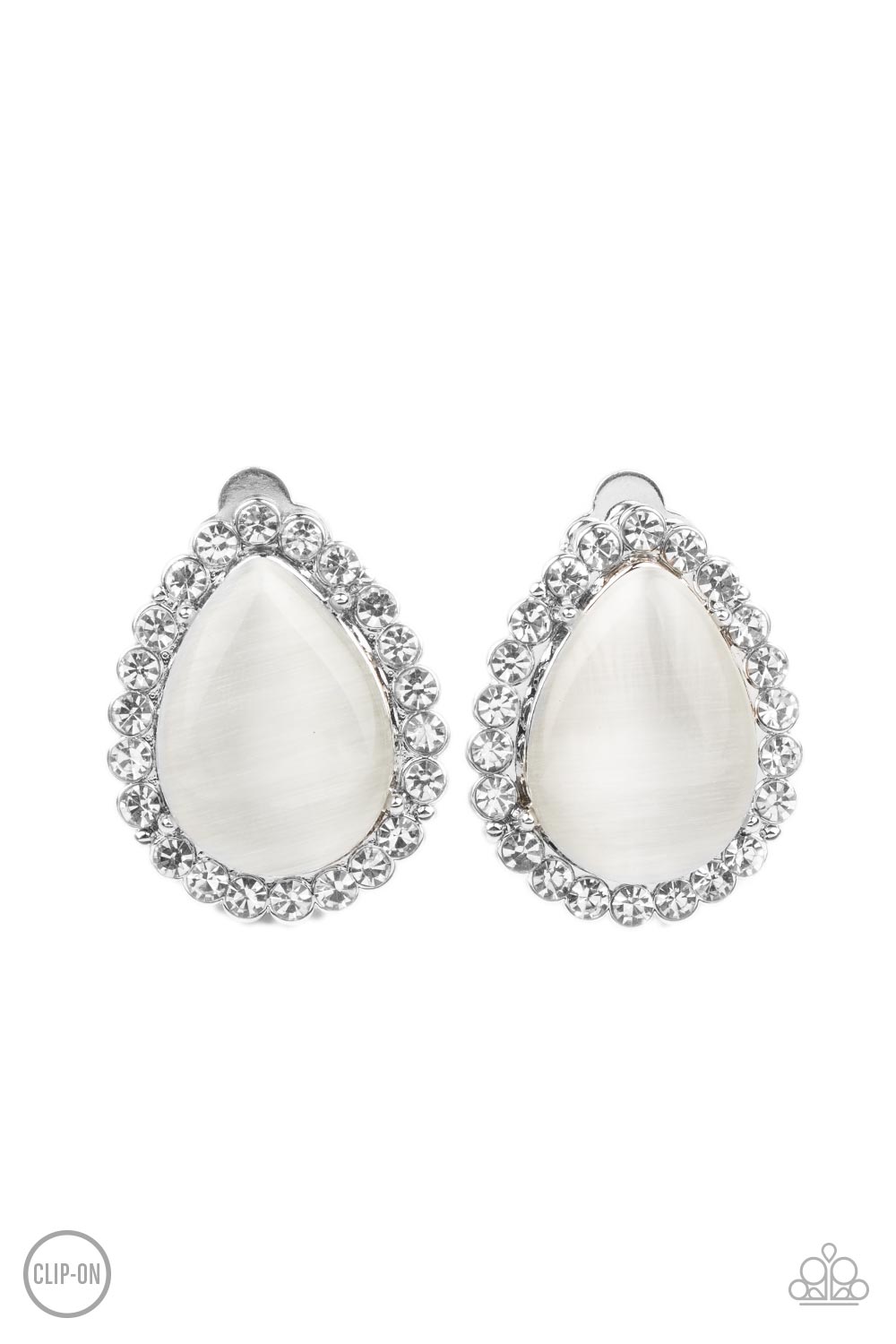 Paparazzi Downright Demure White Clip-On Earrings - P5CO-WTXX-130XX