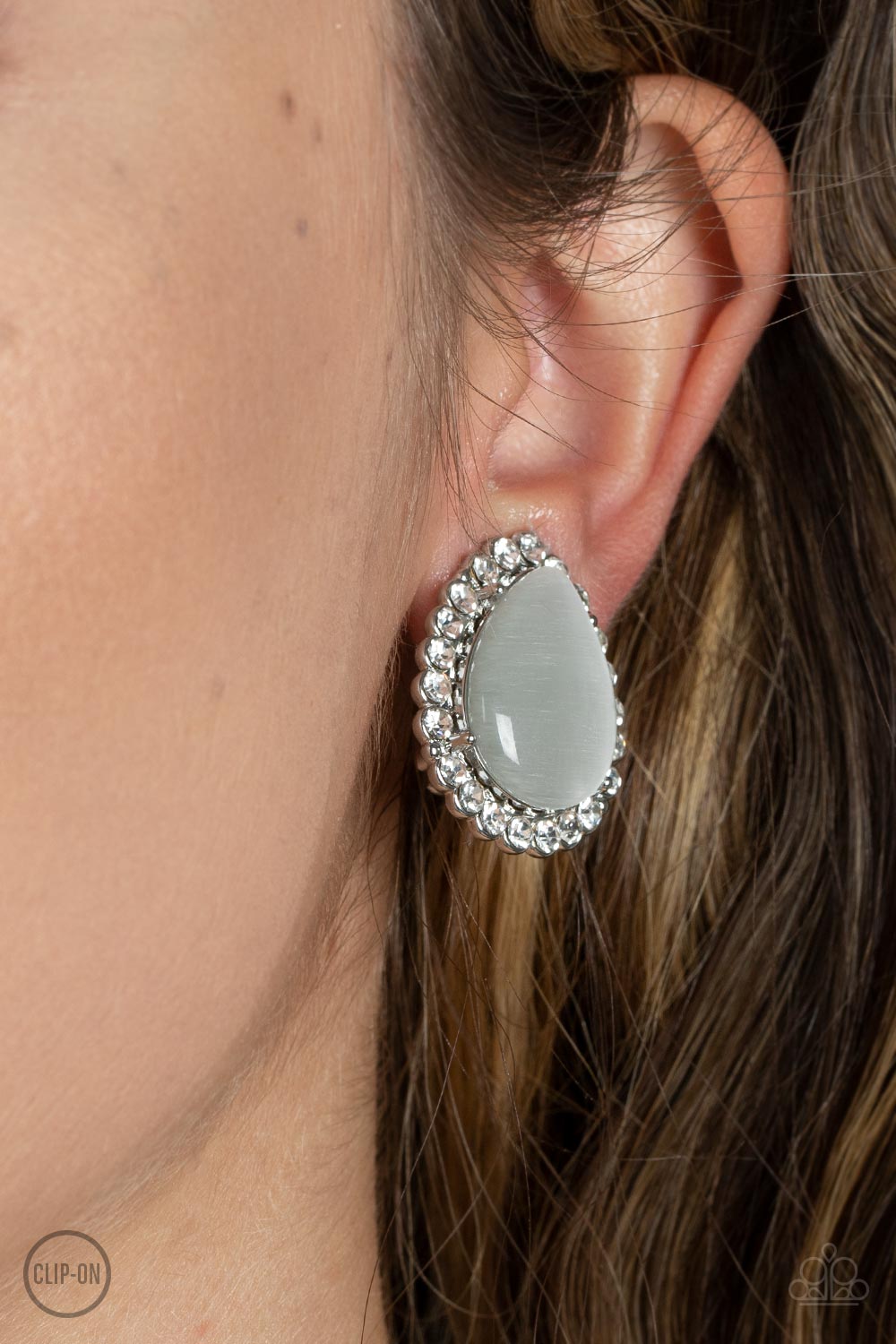 Paparazzi Downright Demure White Clip-On Earrings - P5CO-WTXX-130XX