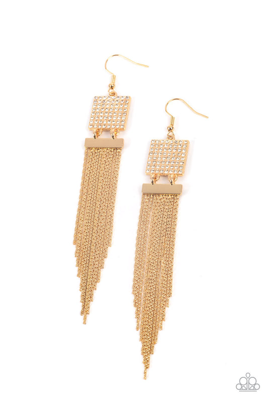 Paparazzi Dramatically Deco Gold Fishhook Earrings - Life Of The Party Exclusive March 2022