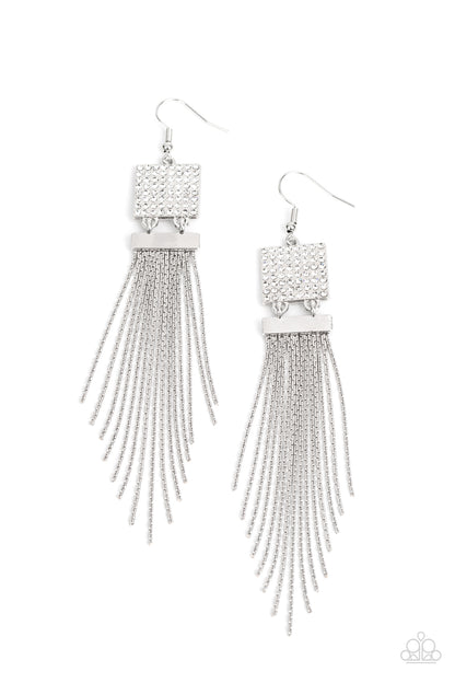 Paparazzi Dramatically Deco White Fishhook Earrings - P5ED-WTXX-061XX