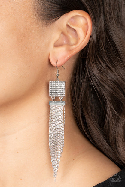 Paparazzi Dramatically Deco White Fishhook Earrings - P5ED-WTXX-061XX