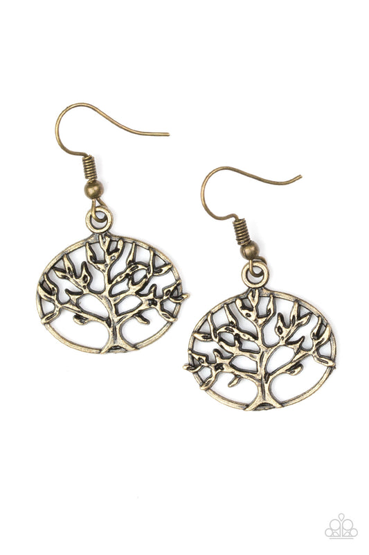 Paparazzi Dream TREEHOUSE Brass Fishhook Earrings - P5DA-BRXX-034XX