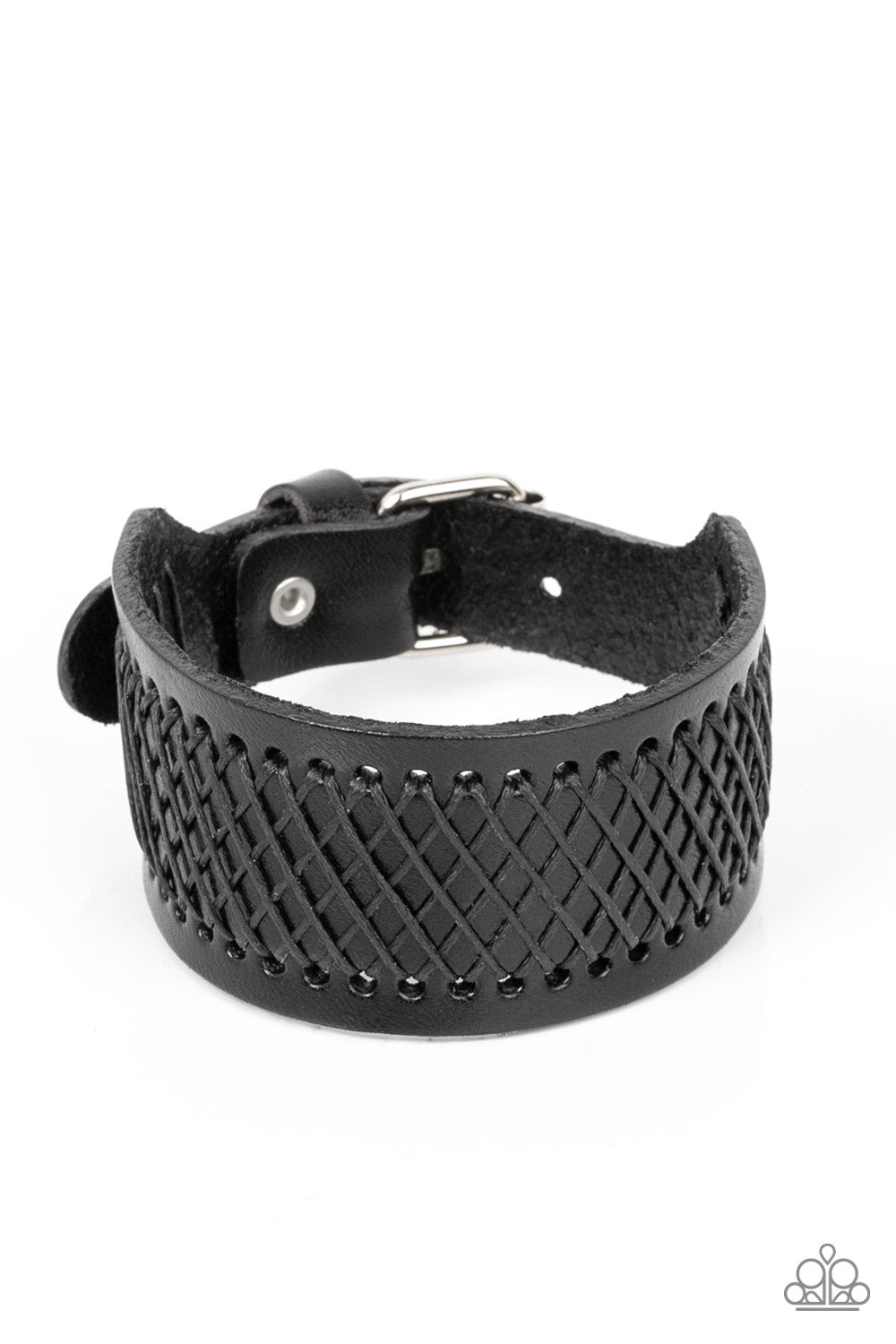 Paparazzi Drifter Discovery Black Single Wrap Buckle Bracelet - P9UR-BKXX-522XX