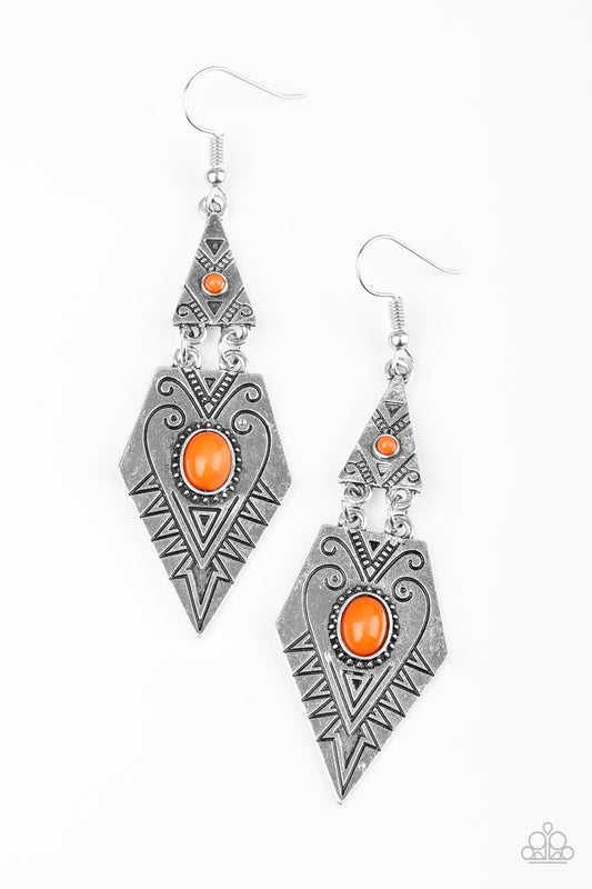 Paparazzi Drifting Dunes Orange Fishhook Earrings - P5TR-OGXX-052XX