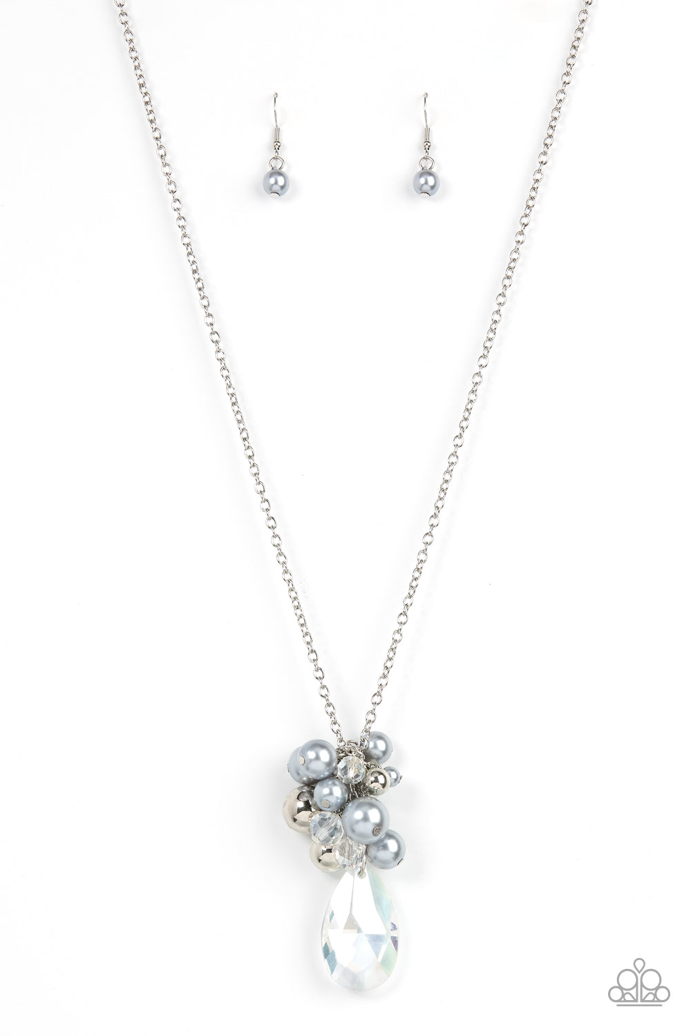 Paparazzi Drip Drop Dazzle Silver Long Necklace - P2RE-SVXX-417XX