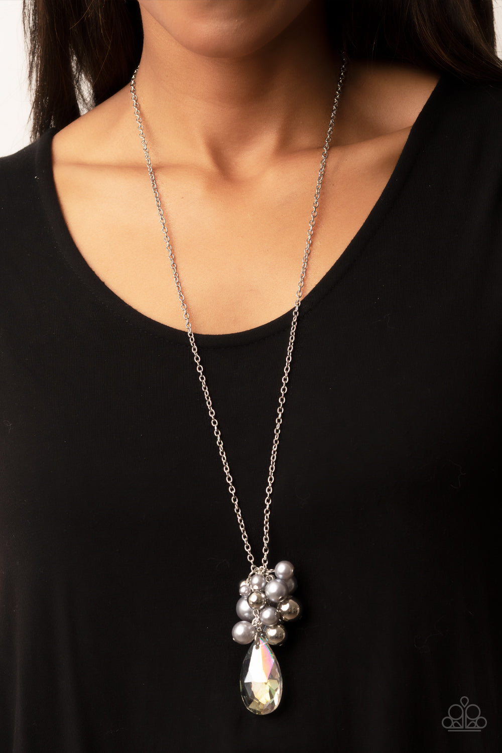 Paparazzi Drip Drop Dazzle Silver Long Necklace - P2RE-SVXX-417XX