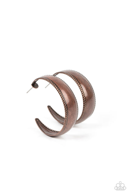 Paparazzi Dune Dynasty Copper Post Hoop Earrings - P5HO-CPXX-145XX