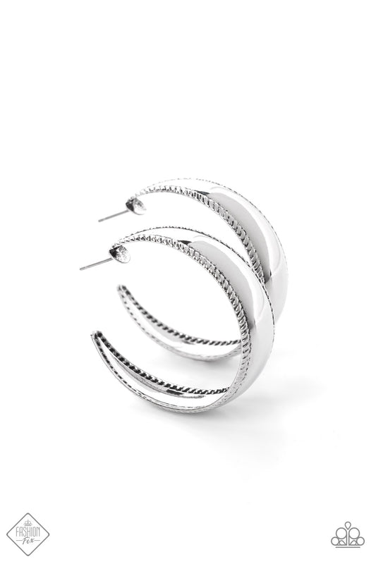 Paparazzi Dune Dynasty Silver Hoop Post Earrings - Fashion Fix Simply Santa Fe January 2022