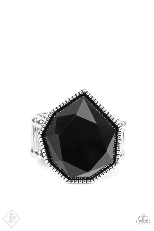 Paparazzi Dynamically Defaced Black Ring - Fashion Fix Magnificent Musings January 2022