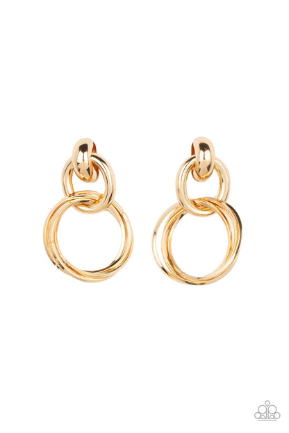 Paparazzi Dynamically Linked Gold Post Earrings - P5PO-GDXX-176XX