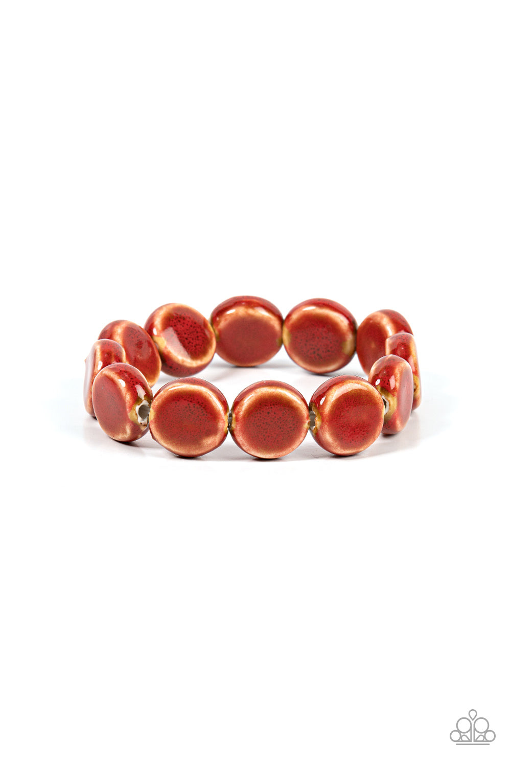 Paparazzi Earthy Entrada Red Stretch Bracelet - P9SE-RDXX-259XX