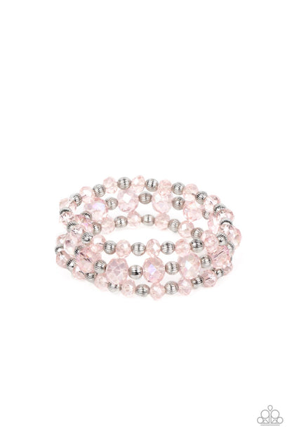 Paparazzi Eiffel Tower Tryst Pink Stretch Bracelet - P9RE-PKXX-265XX