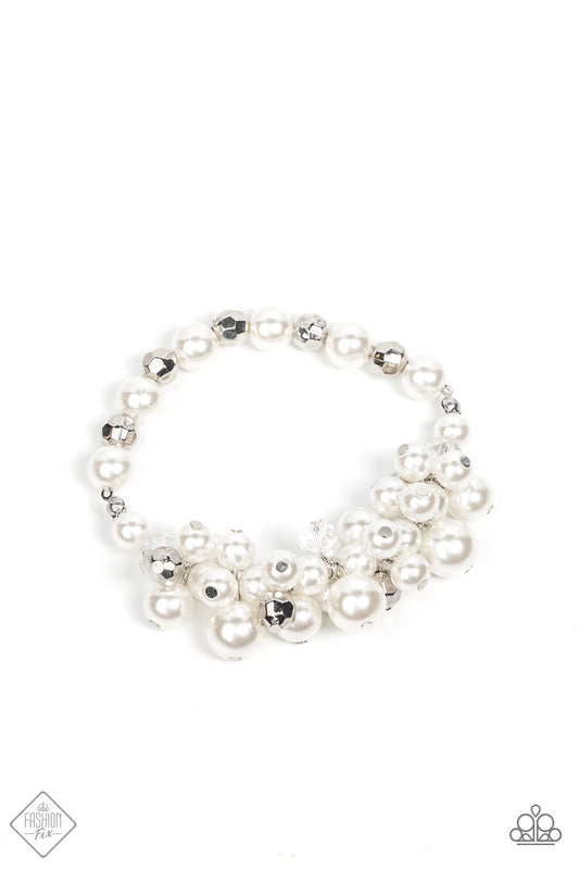 Paparazzi Elegantly Exaggerated White Clasp Bracelet - Fashion Fix Fiercely 5th Avenue January 2022