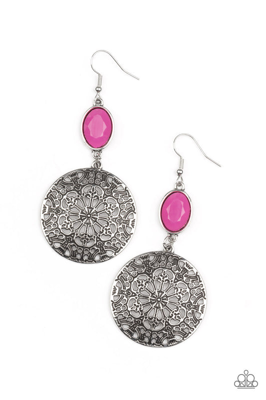 Paparazzi Eloquently Eden Pink Fishhook Earrings - P5WH-PKXX-243XX