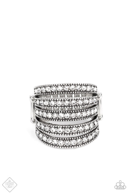 Paparazzi Empirical Sparkle White Ring - Fashion Fix Fiercely 5th Avenue September 2021