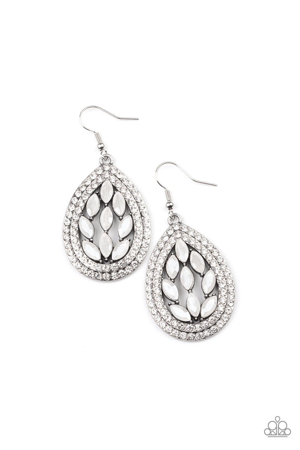 Paparazzi Encased Elegance White Fishhook Earrings - P5RE-WTXX-497XX