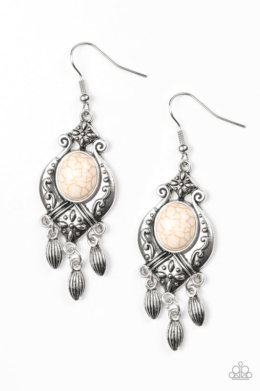 Paparazzi Enchantingly Environmentalist White Stone Fishhook Earrings - P5SE-WTXX-089XX