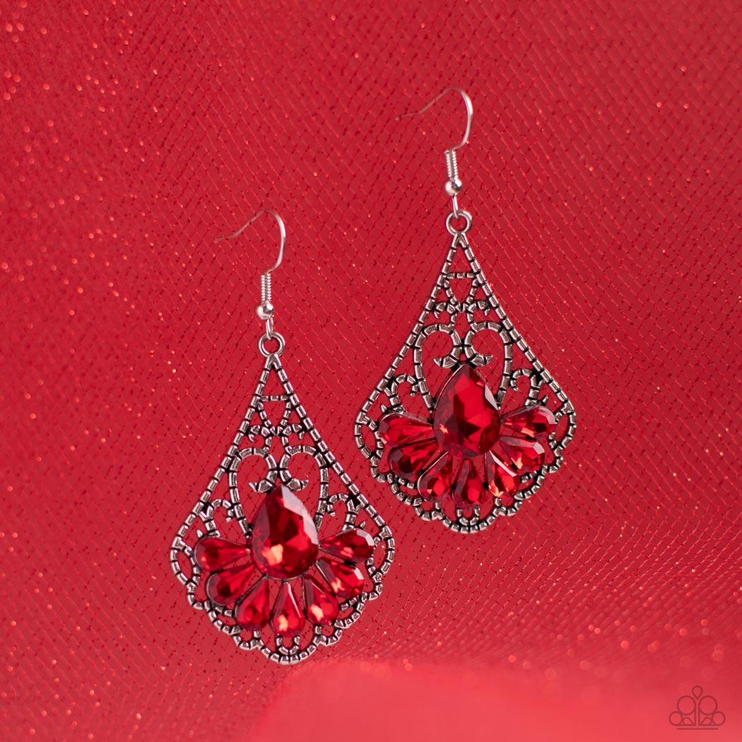 Paparazzi Exemplary Elegance Red Fishhook Earrings - P5RE-RDXX-162XX