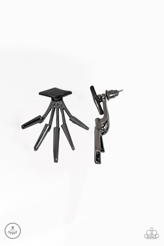 Paparazzi Extra Electric Black Jacket Post Earrings - P5PO-BKXX-061XX